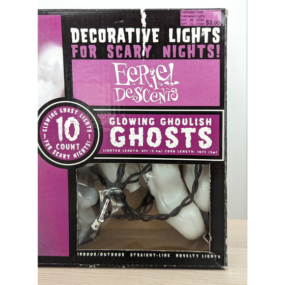 Vtg Eerie Descents Glowing Ghoulish Ghosts Blow Mold Halloween String Light Rare - Picture 13 of 15